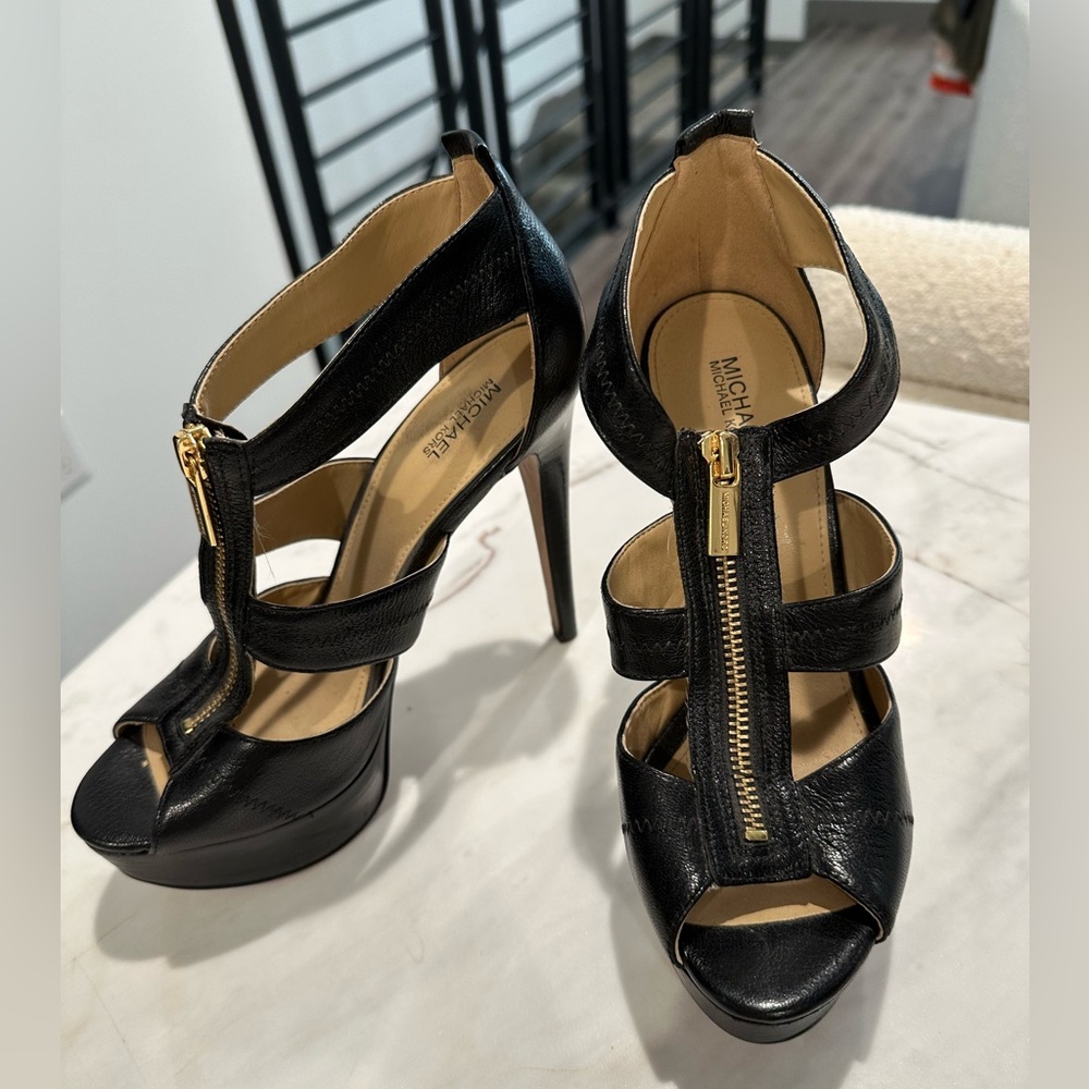 Michael Kors zipper leather heel